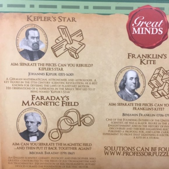 Professor Puzzle Great Minds Set of 5 Puzzle Compendium - Great Brain Games - Picture 5 of 6